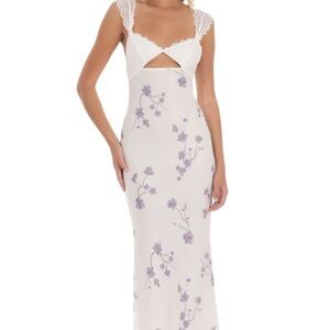 Lucy in the Sky White and Purple Floral Maxi Dress